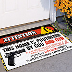 3UT. Protected By Gun (5) Doormat mockup 11