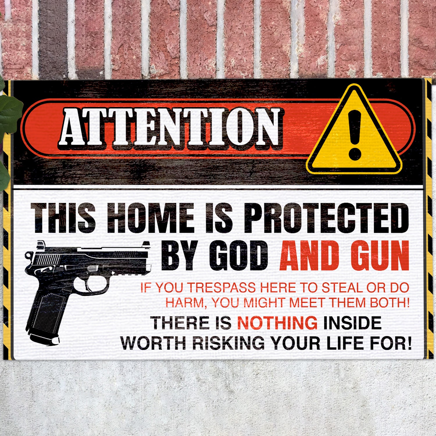 3UT. Protected By Gun (5) Doormat mockup 12