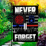 911 Never Forget Policeman Law Enforcement Firefighter Garden Flag - 9/11 Patriot Day House Flag