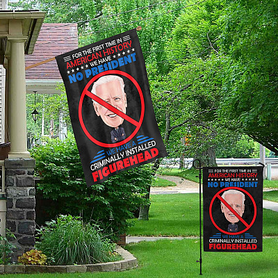 Alternative view of For The First Time We Have No President We Have Criminally Installed Figurehead Garden Flag - House Flag