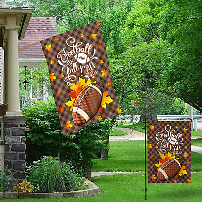 Alternative view of Football And Fall Y'All Seasonal Autumn Flag - Thanksgiving Decorative Garden Flag - House Flag - Wall Flag
