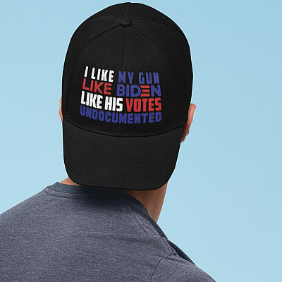 Alternative view of I Like My Gun Like Biden Likes His Vote Undocumented Twill Cap - High-Profile Snapback Hat