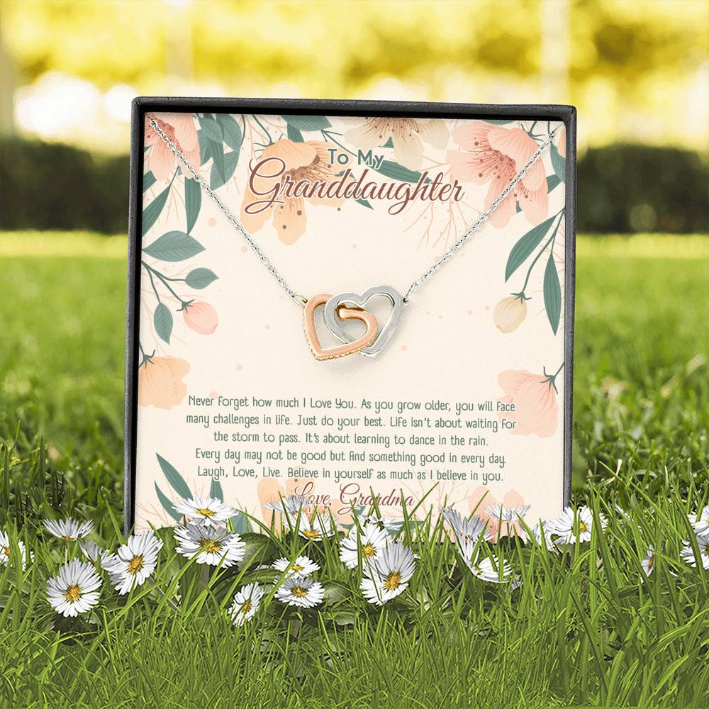 To My Granddaughter Believe In Yourself As Much As I Believe In You Interlocking Hearts Pendant Necklace