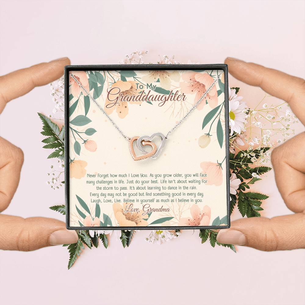 To My Granddaughter Believe In Yourself As Much As I Believe In You Interlocking Hearts Pendant Necklace