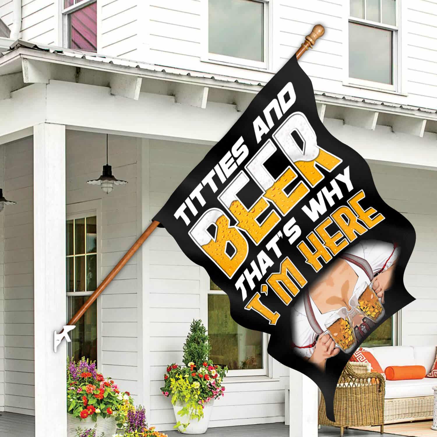 11TM. Titties And Beer 30x40 House Flag Mockup 7