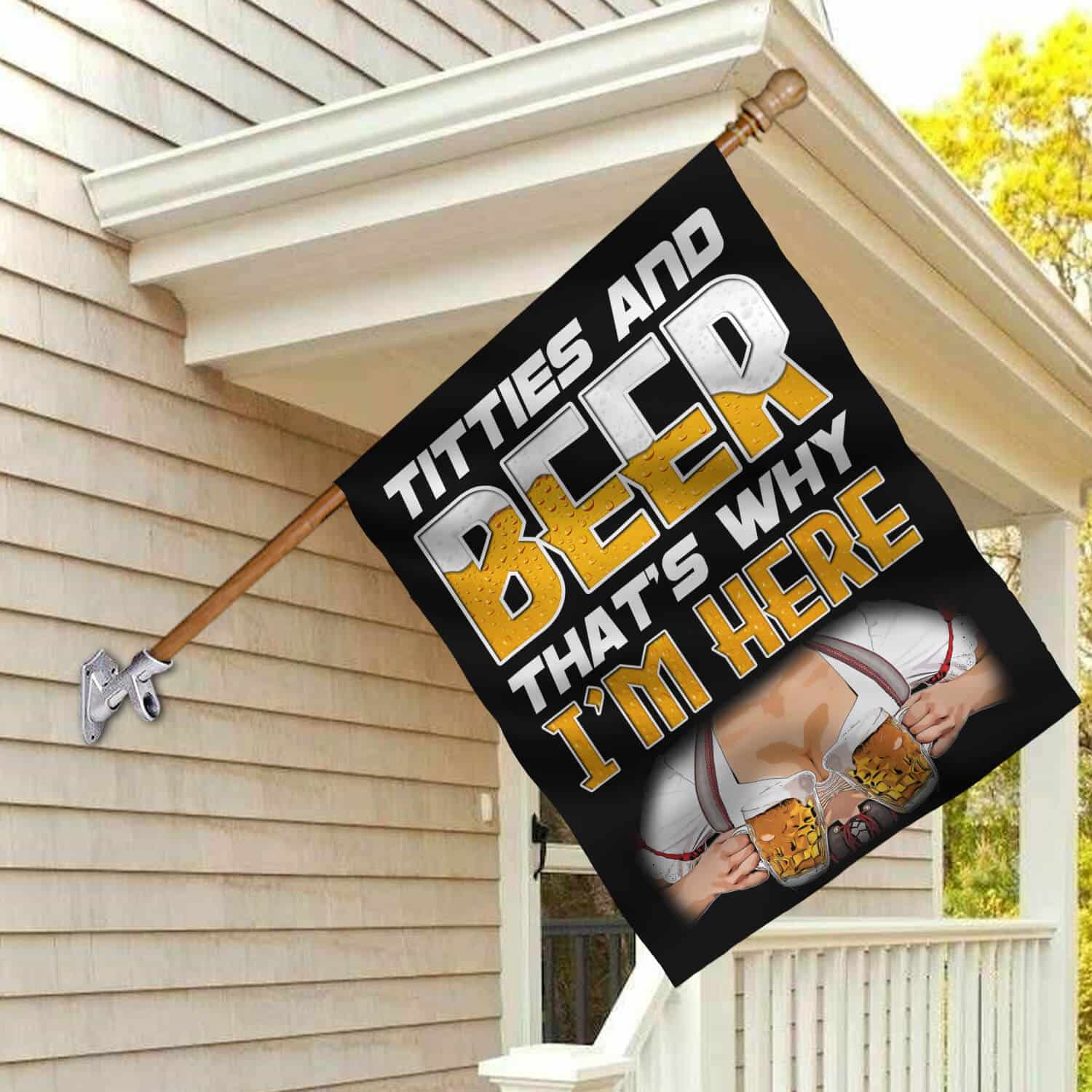 11TM. Titties And Beer 30x40 House Flag Mockup 2