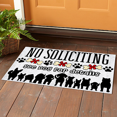 Alternative view of No Soliciting See Dog For Details Indoor Outdoor Doormat - Funny Dog Doormat