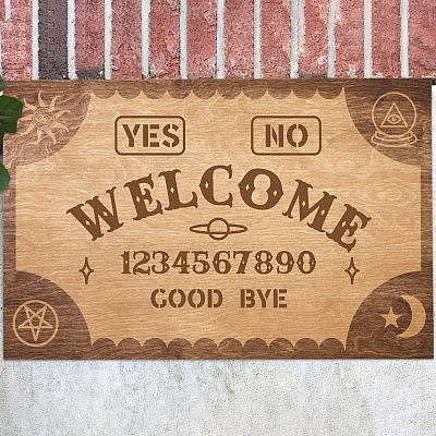 Ouija Board Welcome Goodbye Indoor Outdoor Doormat - Ouija Doormat - Halloween Doormat