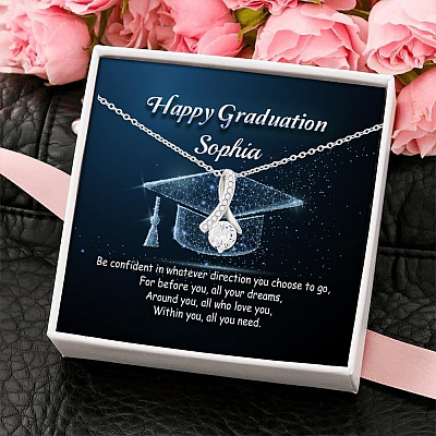 Alternative view of Personalized Name Happy Graduation Be Confident In Whatever Direction You Choose Alluring Pendant Necklace