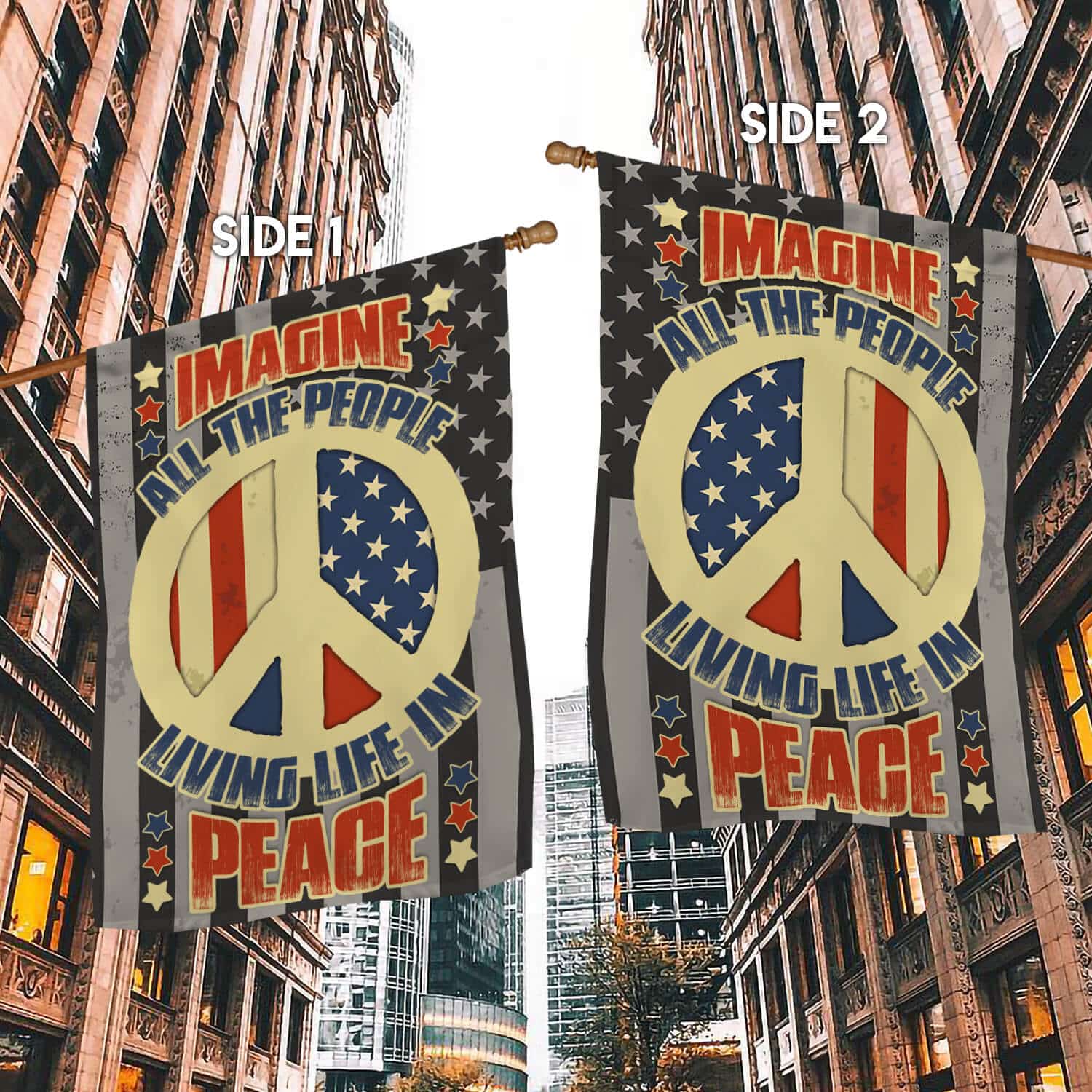 10HV. Peace Flag_1 30x40 House Flag Mockup 2 Side-1