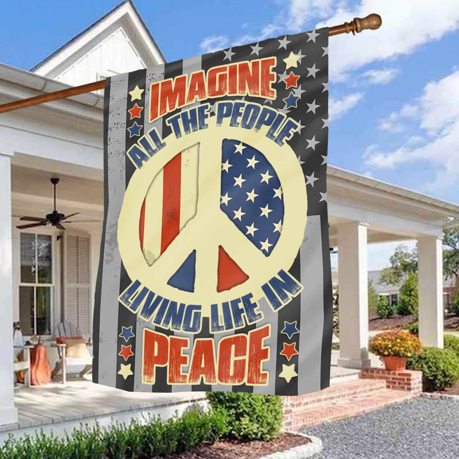 10HV. Peace Flag_1 30x40 House Flag Mockup 3