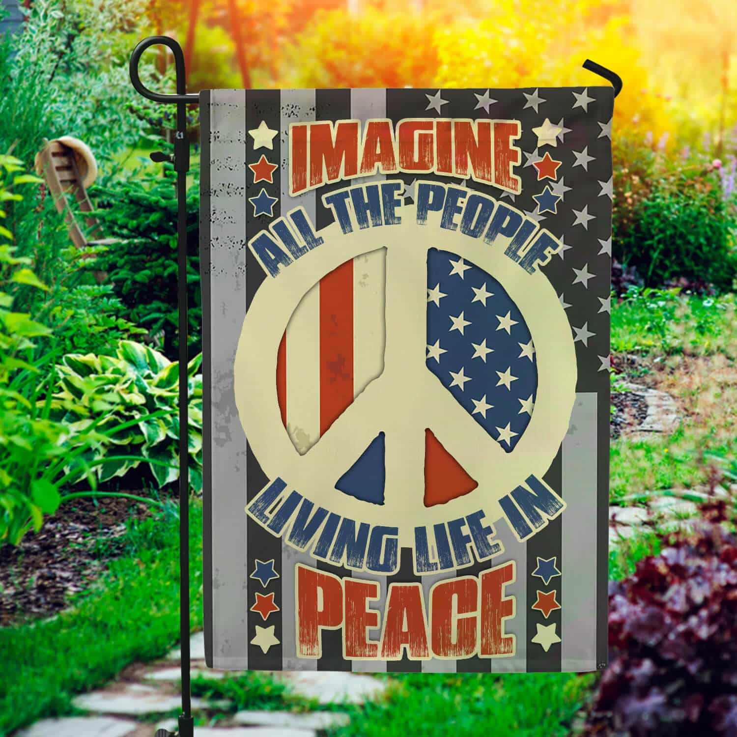 10HV. Peace Flag_1 30x40 Garden Flag Mockup 1