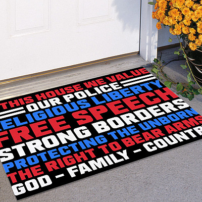 Alternative view of In This House We Value Our Police Religious Liberty God Family Country House Doormat - Outdoor Indoor Doormat
