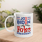 Joe Biden The First Fake President Coffee Mug - Anti Joe Biden Not My President Travel Bottle