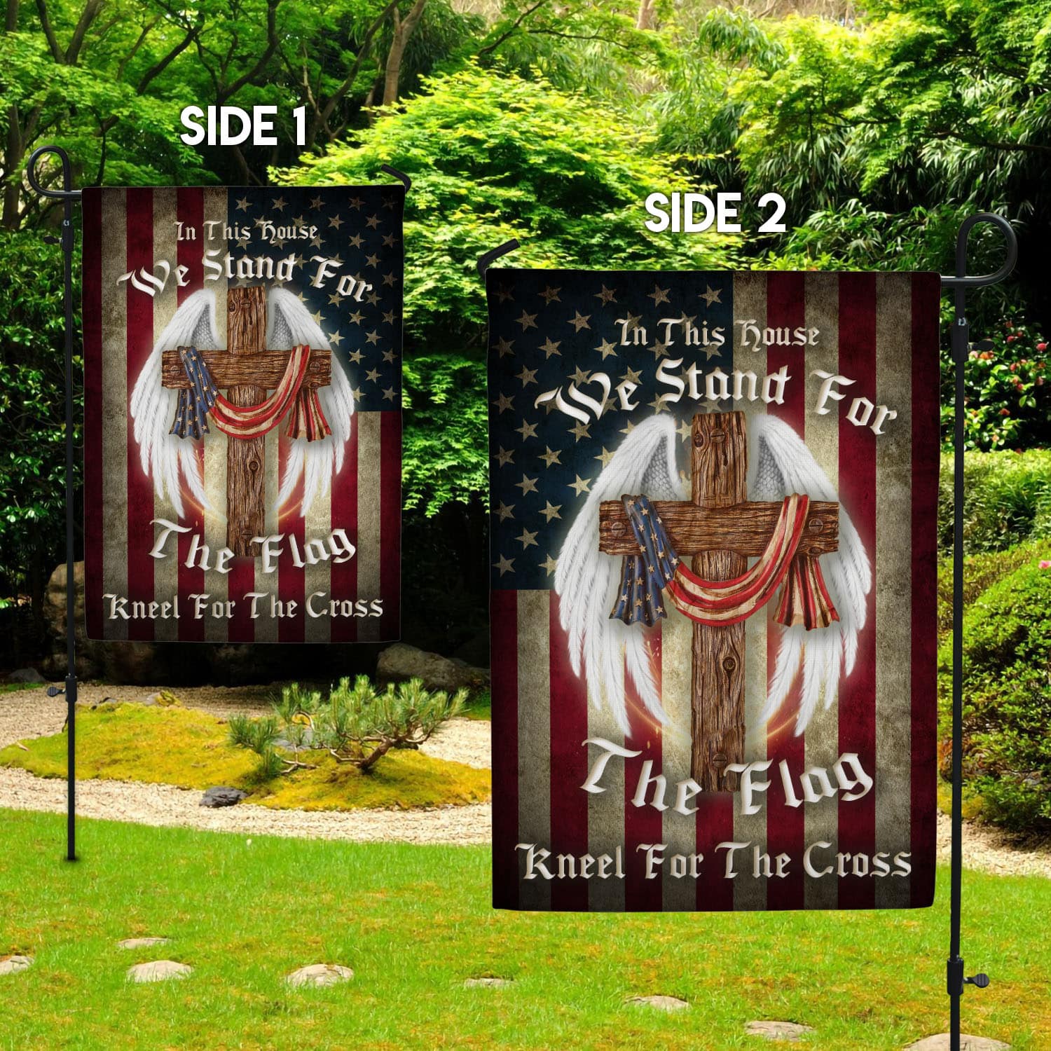 30x40 SIDE 1 Garden Flag Mockup 2 Side