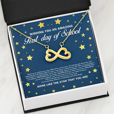 Wishing You an Amazing First Day of School Shine Like the Star Infinity Heart Pendant Back to School Necklace