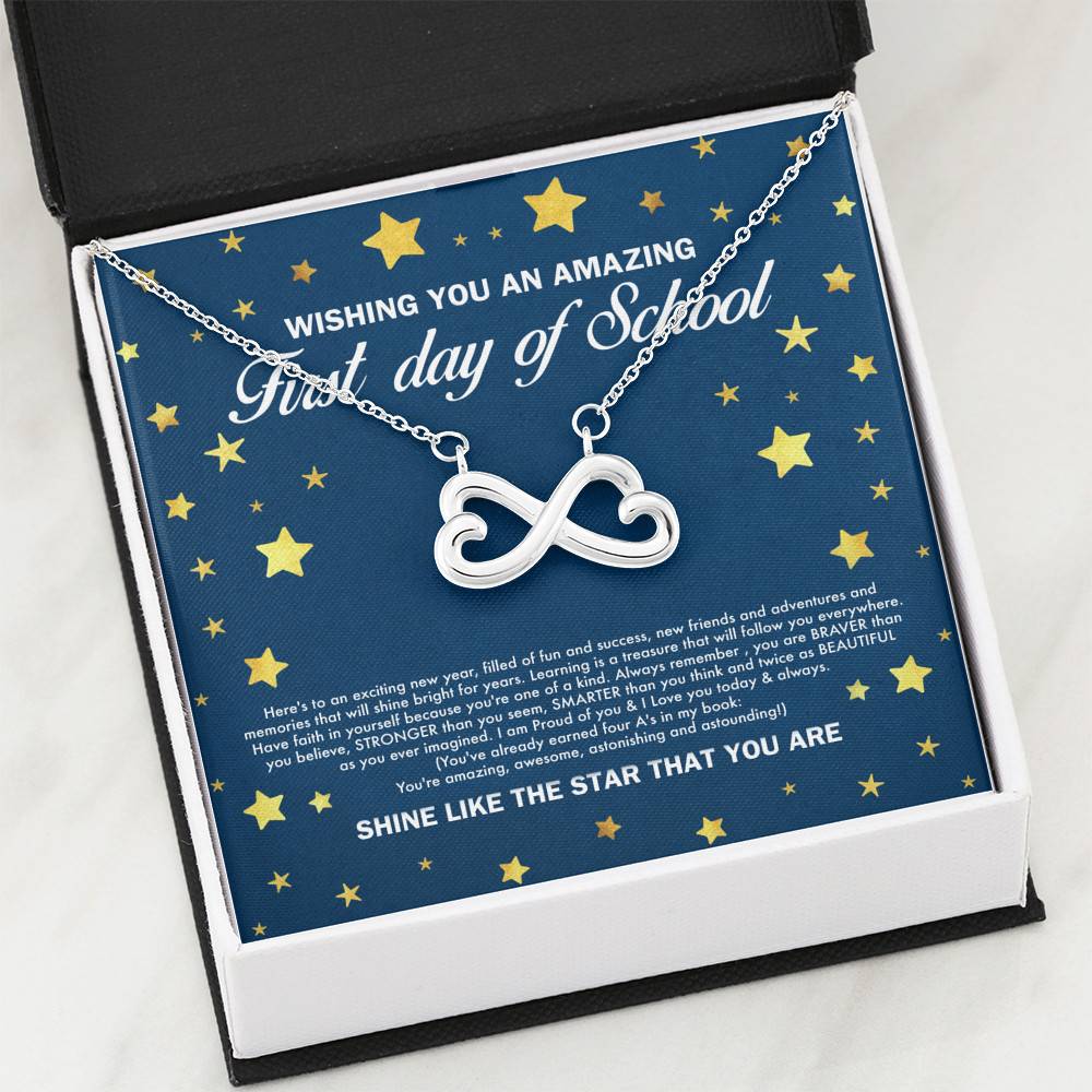 Wishing You an Amazing First Day of School Shine Like the Star Infinity Heart Pendant Back to School Necklace