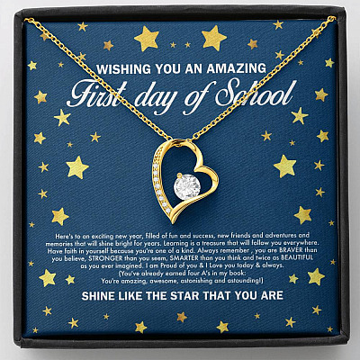 Wishing You an Amazing First Day of School Shine Like the Star Forever Love Pendant Back to School Necklace - Forever Love Necklace (18K Yellow Gold)