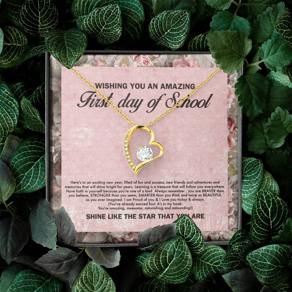 Wishing You an Amazing First Day of School You're Amazing Forever Love Pendant Back to School Necklace