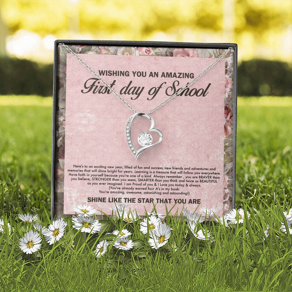 Wishing You an Amazing First Day of School You're Amazing Forever Love Pendant Back to School Necklace