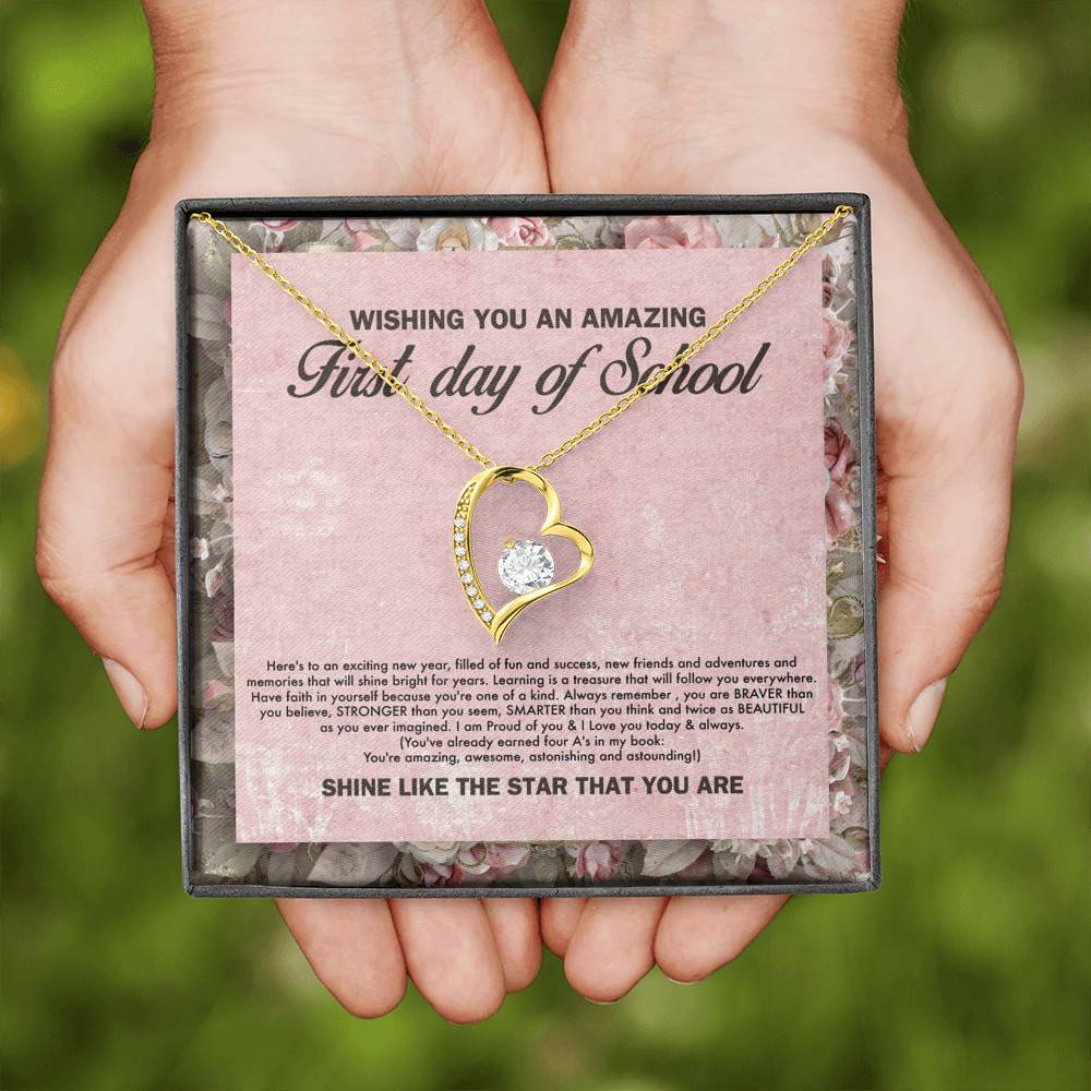 Wishing You an Amazing First Day of School You're Amazing Forever Love Pendant Back to School Necklace