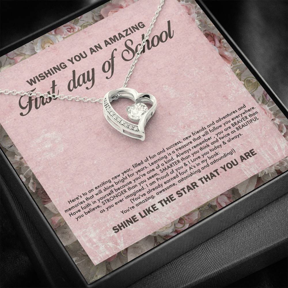 Wishing You an Amazing First Day of School You're Amazing Forever Love Pendant Back to School Necklace