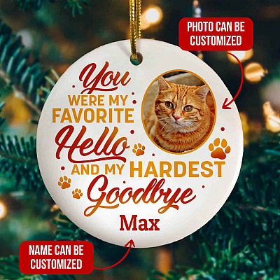Alternative view of Personalized Photo You Were My Favorite Hello and My Hardest Goodbye Pet Memorial Ornament Keepsake