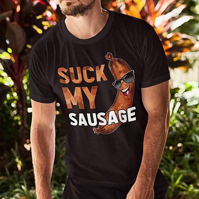 Alternative view of Suc-k My Sausage Retro Vintage T-Shirt - Funny Mens Jokes Shirt