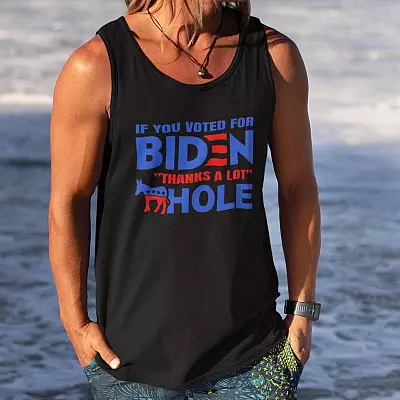 Alternative view of If You Voted for Biden Thanks a Lot Cotton Tank Top Tee - Ladies Racerback Tank