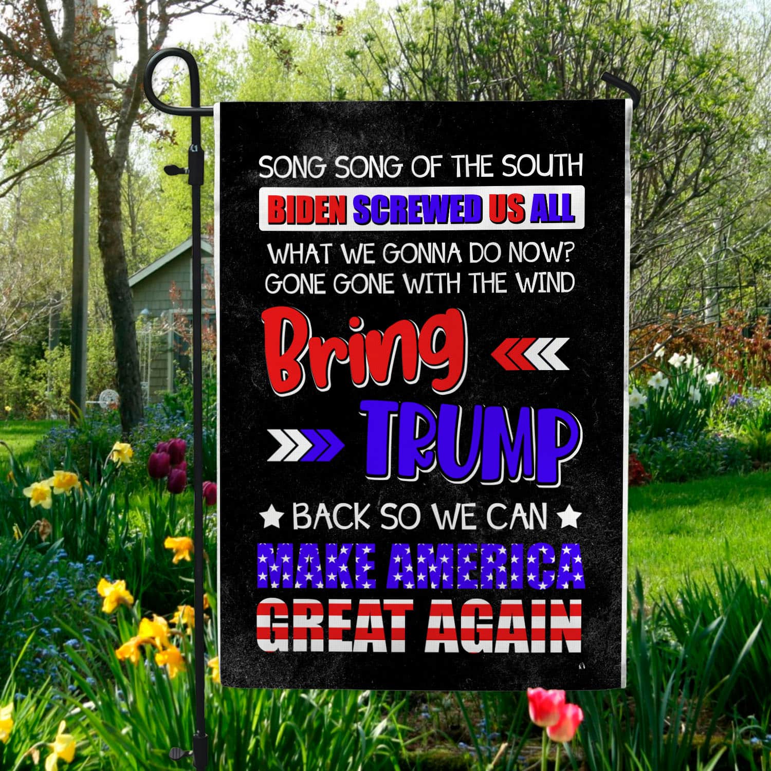 3O. Bring Trump Back flag Garden Flag Mockup 5