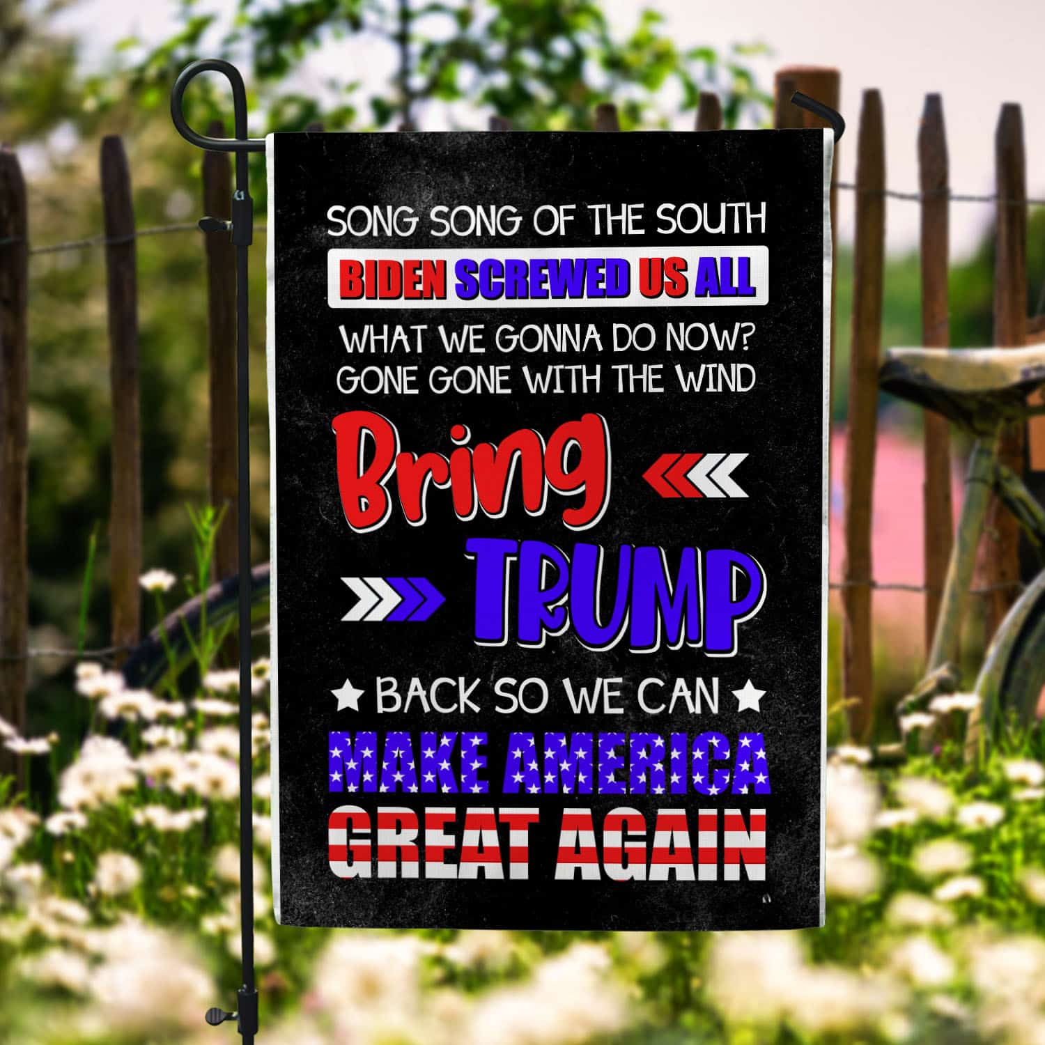 3O. Bring Trump Back flag Garden Flag Mockup 6