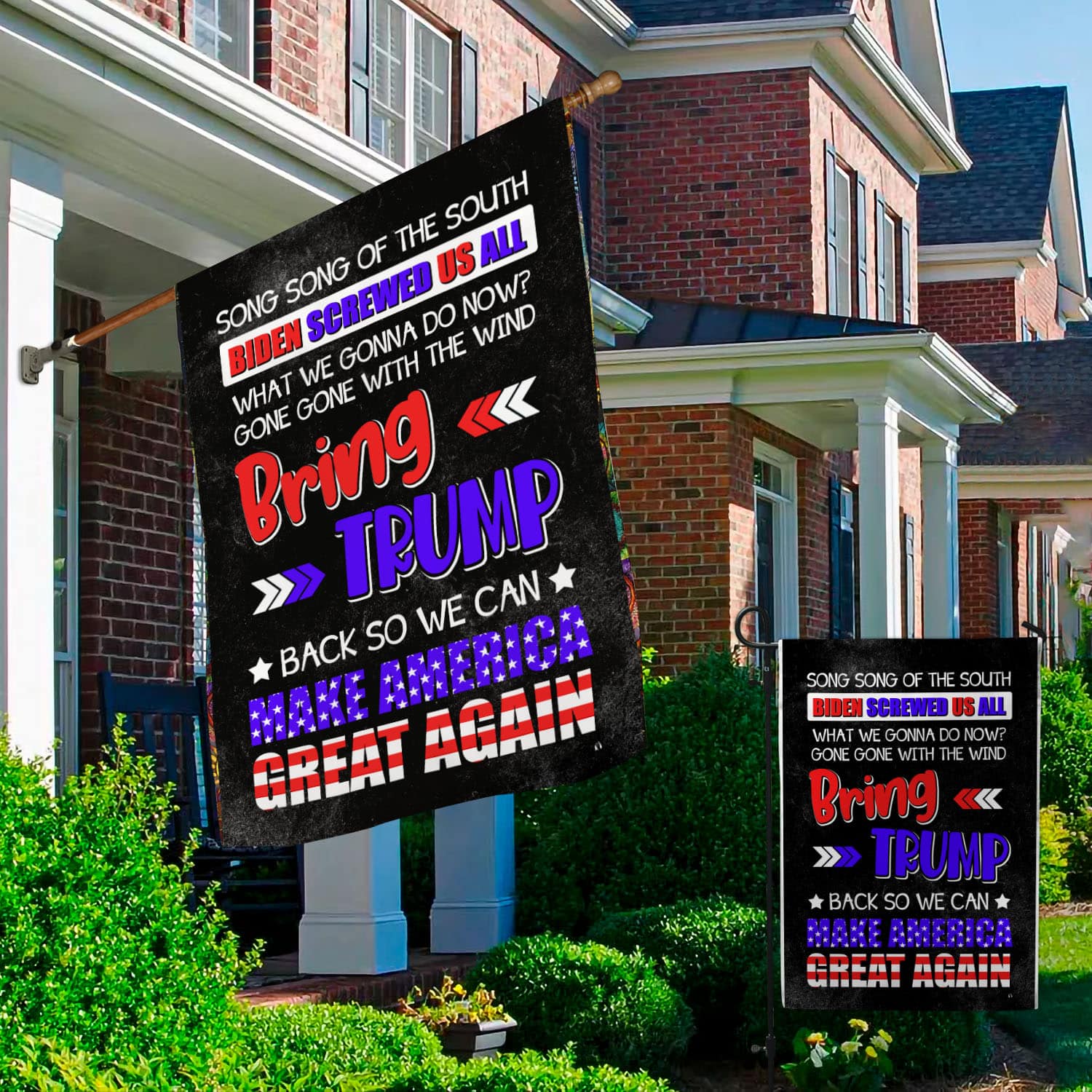 3O. Bring Trump Back flag Garden & House Mockup 2