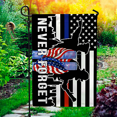 911 Never Forget Policeman Law Enforcement Firefighter Garden Flag-9/11 Patriot Day House Flag