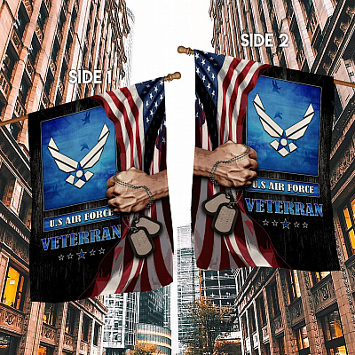 Alternative view of US Air Force Veteran American Flag Garden Flag - Air Force Wings Veteran Military House Flag