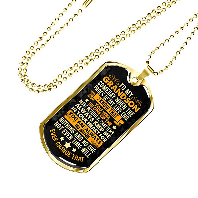 To My Grandson Someday when The Pages of My Life End Grandson Gifts Dog Tag Pendant Necklace