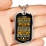 To My Grandson Someday when The Pages of My Life End Grandson Gifts Dog Tag Pendant Necklace