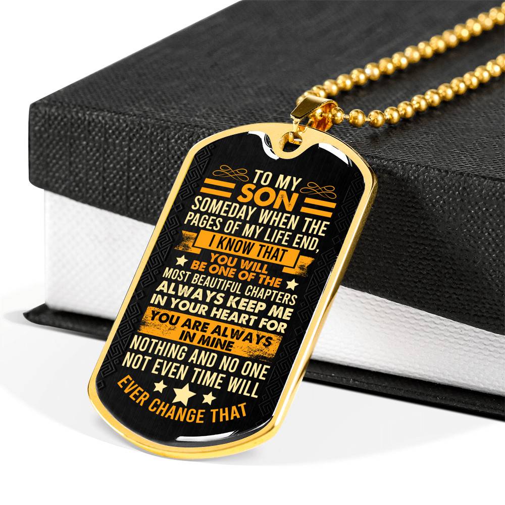 To My Son Someday when The Pages of My Life End Son Gifts Dog Tag Pendant Necklace