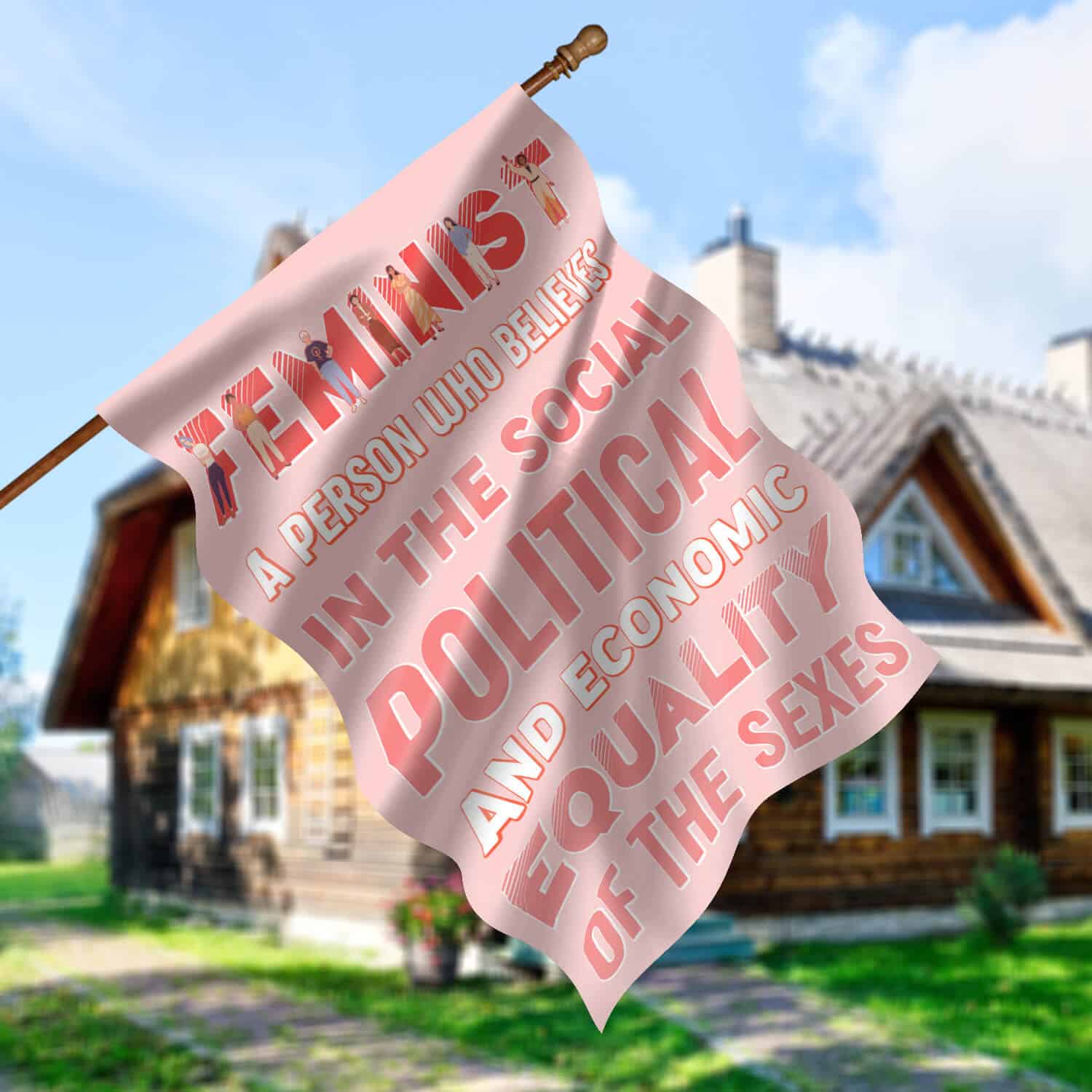 2TM. Feminist-30x40 House Flag Mockup 5