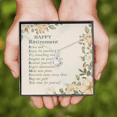Happy Retirement Take Time For Yourself Alluring Beauty Necklace - Farewell Goodbye Jewelry Gifts