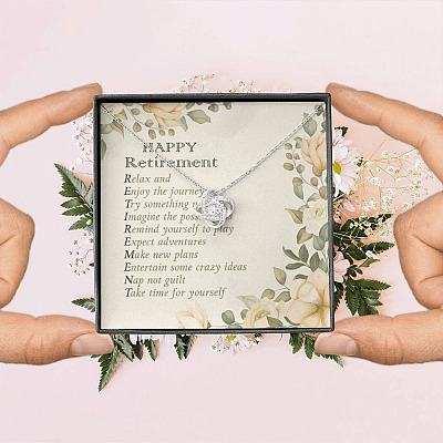 Happy Retirement Take Time For Yourself Love Knot Necklace - Farewell Goodbye Jewelry Gifts From Coworkers