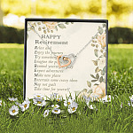 Happy Retirement Take Time For Yourself Interlocking Hearts Pendant Necklace - Farewell Goodbye Jewelry Gifts