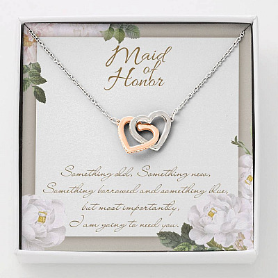 Maid Of Honor I'm Going To Need You Interlocking Hearts Pendant Necklace Maid Of Honor Proposal Wedding Gifts - Interlocking Hearts Necklace