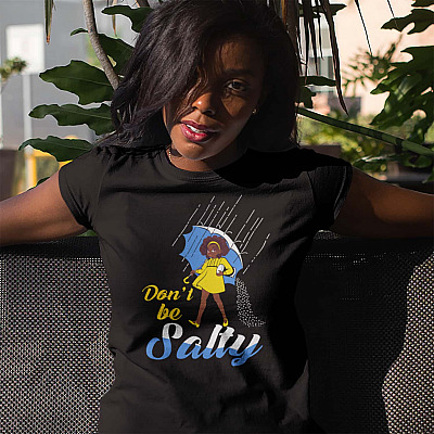 Alternative view of Don't Be Salty Ladies T-Shirt - Premium Ladies Triblend Dolman Sleeve Shirt - Funny Black Girl Shirt