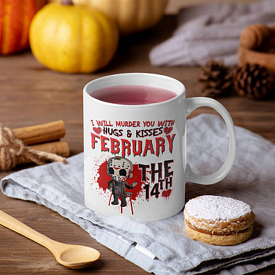Alternative view of I Will Murder You With Hugs And Kisses Horror Valentine February The 14th Ceramic Coffee Mug - Beer Stein