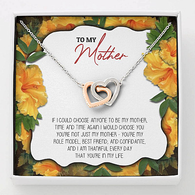 To My Mother If I Could Choose Anyone To Be My Mother Interlocking Hearts Pendant Necklace - Mom Jewelry - Interlocking Hearts Necklace