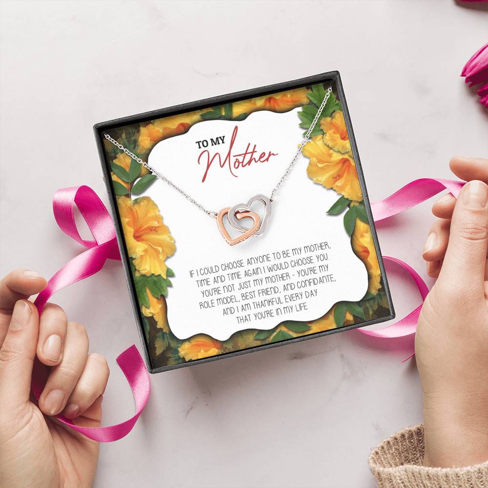 To My Mother If I Could Choose Anyone To Be My Mother Interlocking Hearts Pendant Necklace - Mom Jewelry To My Mother If I Could Choose Anyone To Be My Mother Interlocking Hearts Pendant Necklace - Mom Jewelry