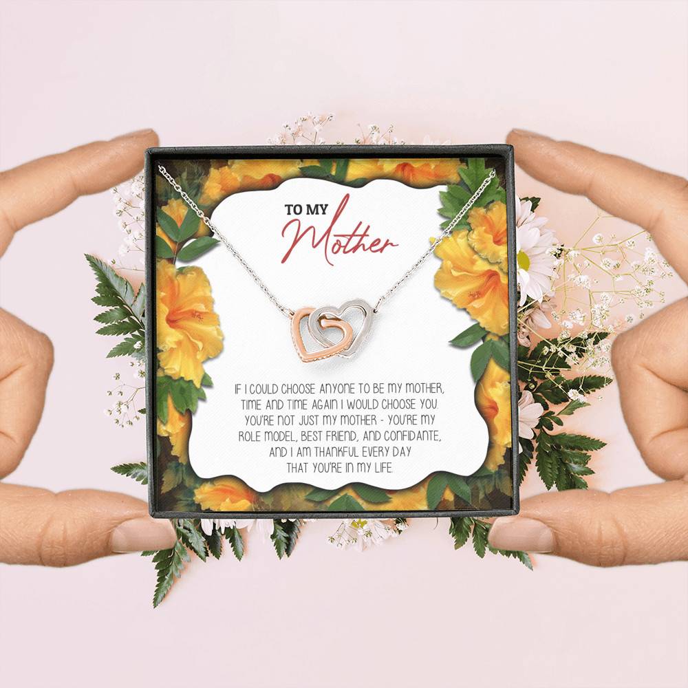 To My Mother If I Could Choose Anyone To Be My Mother Interlocking Hearts Pendant Necklace - Mom Jewelry To My Mother If I Could Choose Anyone To Be My Mother Interlocking Hearts Pendant Necklace - Mom Jewelry