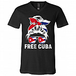 Free Cuba tee, Black, V-Neck T-Shirt