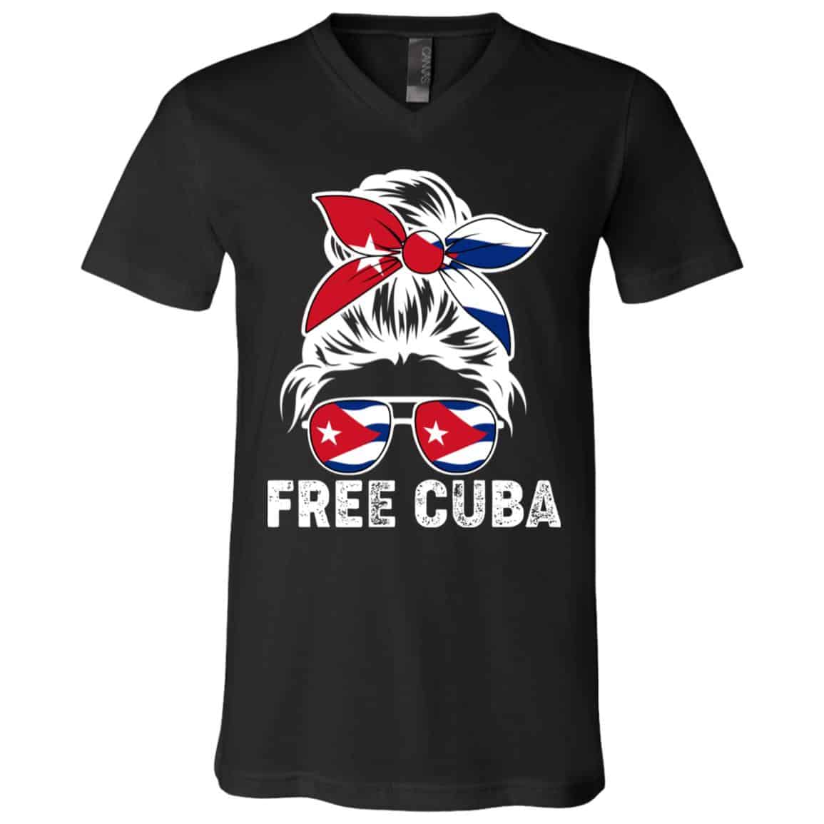 Free Cuba tee, Black, V-Neck T-Shirt