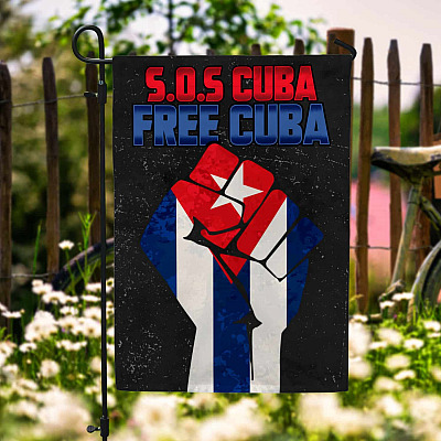 SOS Cuba Free Cuba Patriotic Garden Flag - Patria Y Vida Cuban Flag House Flag